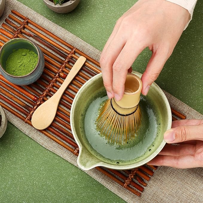 Handcrafted Traditional Matcha Whisk, Traditional Japanese Chasen Matcha Stirrer, spoon (2pcs)