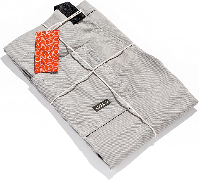 Caldo Daily Cotton Kitchen Apron for Cooking- Mens and Womens Professional Chef or Server Bib Apron - Adjustable Straps with Pockets and Towel Loop (Grey) - Image 3