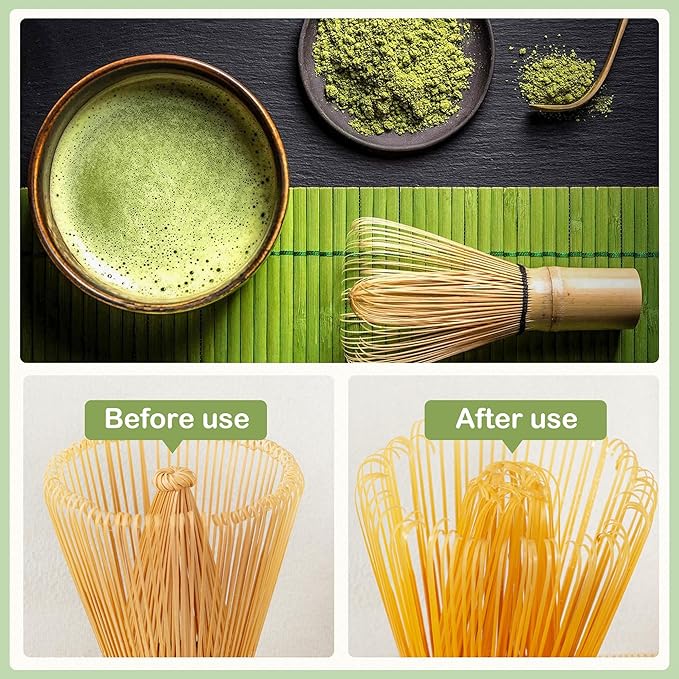 FEXIA 10 Pcs Matcha Whisk Set, Matcha Making Kit, Powerful Milk Frother Wand, Bowl With Spout, Bamboo Whisk, Whisk Holder, Stainless Sifter, Spoon for Japanese Traditional Tea Tools Gift (Pink)