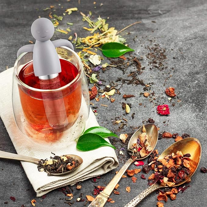 Hicarer 2 Pieces Tea Infuser for Loose Cute Fine Mesh Strainer Stainless Steel Tea Filter Ball Diffuser Steeper for Teacups Teapots (Gray)