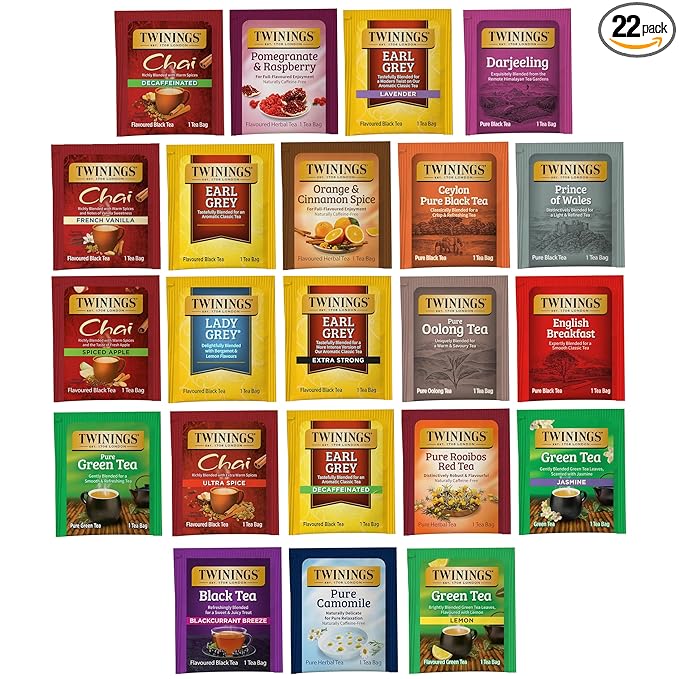 Twinings Tea Bag Sampler Assortment in Giftable Box, Variety Pack (22 Count), 22 Unique Flavours for Tea Lovers: Women, Men, Couples, Family, Friends, Coworkers
