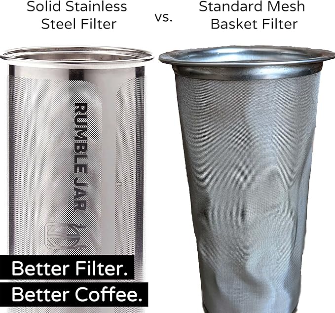 Rumble Jar - Next-Gen Cold Brew Coffee Maker for Mason Jars - 200 Micron Filter Is Ideal for Coarse Grounds & Stronger Coffee - Standalone Filter (Mason Jar not included)