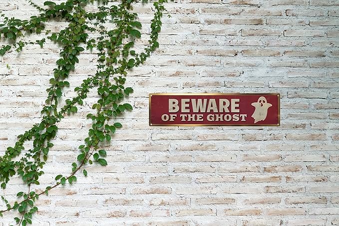 Vintage Tin Halloween Sign Retro Metal Beware Of The Ghost Signs For Home Decor Stylish Wall Art Plaques Gift For Home Bathroom Kitchen And Gothic Wall Decor In Every Room 4x16 In