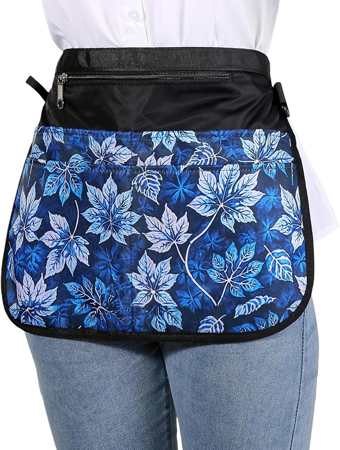 Waterproof Server Apron for Women with 5 Pockets,Quickly Put on and Take off Waitress Aprons,Work Apron for Bartender Barista