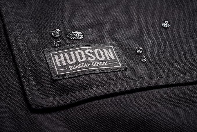 Hudson Durable Goods Heavy Duty Waxed Canvas Apron for Men and Women, Adjustable Crossback Work Apron with Tool Pockets, Water-Resistant - Fits up to XXL, Black - Image 4