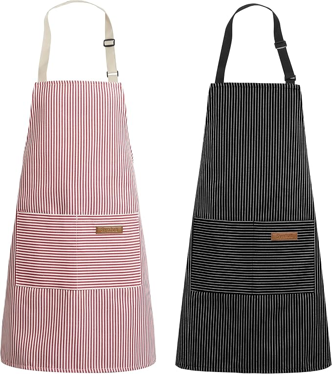 Syntus Apron for Men Women, Adjustable Cooking Kitchen Apron with 2 Pockets | Machine Washable, Firm Stitching, Stain Resistance, Long Tie Straps, 2 Pockets, Versatility, Unisex Use, Gift, BBQ by Syntus