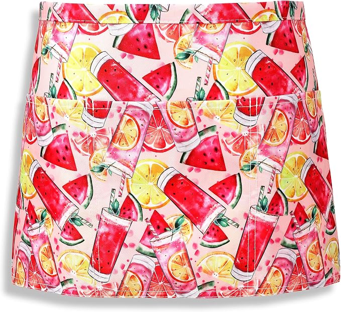 Plum Hill Cute Half Apron with Pockets - Waitress Apron for Servers – Teacher Apron with 3-Pockets by PlumHill