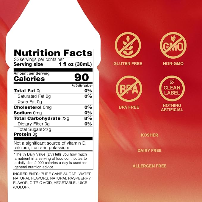 Monin - Raspberry Syrup, Sweet and Tart, Great for Cocktails and Lemonades, Gluten-Free, Non-GMO (1 Liter) - Image 2