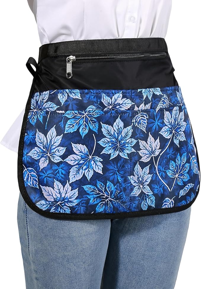 Waterproof Server Apron for Women with 5 Pockets,Quickly Put on and Take off Waitress Aprons,Work Apron for Bartender Barista
