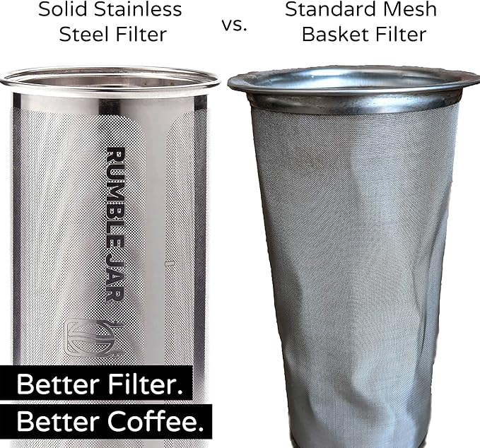 Rumble Jar - Next-Gen Cold Brew Coffee Maker for Mason Jars - 200 Micron Filter Is Ideal for Coarse Grounds & Stronger Coffee - Standalone Filter (no Mason Jar included)