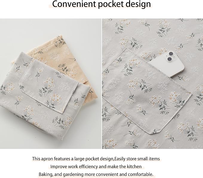 Japanese Kitchen Apron for Women & Men,Adjustable Chef Apron with Pocket,Unisex Apron for Home,BBQ,Garden - Image 4