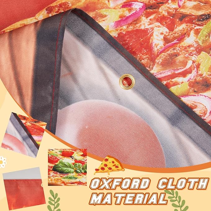 Tegeme Pizza Banner Sign for Shop Truck Decor 2x10 ft/ 24x120 Inch Pizza Party Decorations Pizza Birthday Party Supplies with 10 Grommets for Easy Hang Indoor Outdoor