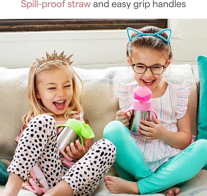 Munchkin Cool Cat Sippy Cup with Straw for Toddlers, Stainless Steel Straw Cup, 8 Ounce, Purple