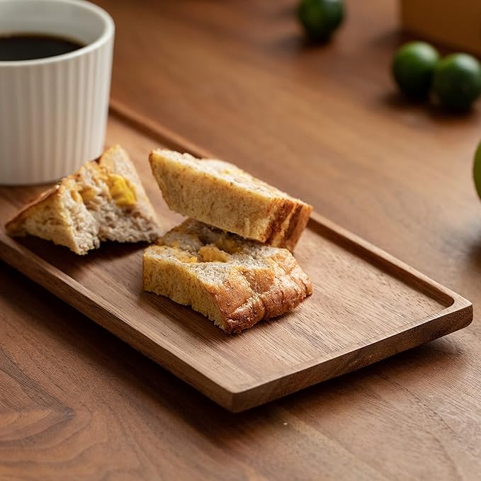 Wooden Serving Platter, Small Decorative Trays for Parties, Appetizers, Tea/Coffee, and Cheese, Handcrafted Wooden Board Set of 2 (S)