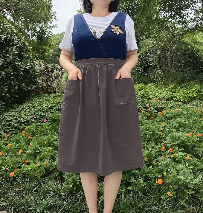 Unisex Chef Aprons White Retro Cotton Maid Short 2 Pockets Waist Waiter Waitress Half Apron - Image 5