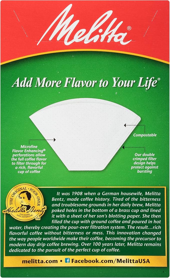 Melitta #2 Cone Coffee Filters, White, 100 Count - Packaging May Vary