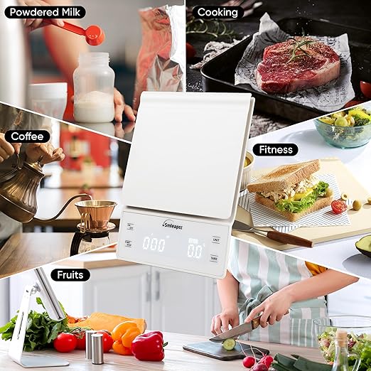 Food Scales for Kitchen,0.1g/3kg High Precision Small Multifunctional Digital Kitchen Food Scale,Digital Accurate Coffee Scale (White)