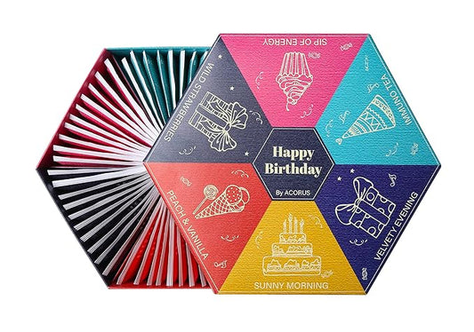 Acorus Happy Birthday Tea Gift Sets | Assorted Tea Set Birthday Present to Those Who We Care about | Herbal Fruit and Black Tea Variety Pack with Warm Wishes Written all Over the Box | 60 Tea Bags