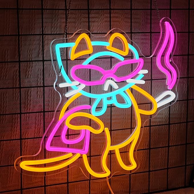 Lady Cat Neon Sign USB Powered Cool Glasses Cat LED Light Sign for Wall Decor Dimmable Fashion Kitty Neon Light for Bedroom Living Room Man Cave Bar Party Fashion Store Pet Shop - Image 2