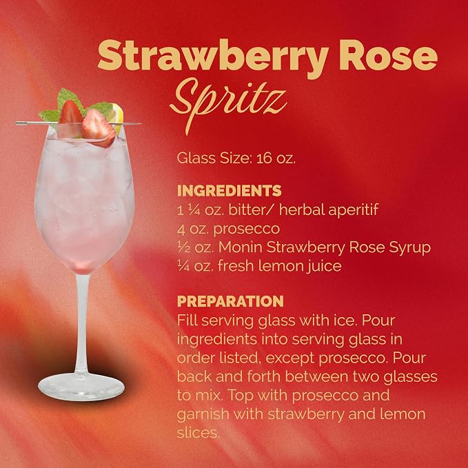 Monin - Strawberry Rose Syrup, Strawberry Rose Flavoring, Flavored Syrup, Coffee Flavoring, Natural Flavoring, Great for Lattes, Teas, Lemonades, Cocktails, & More (1 Liter) - Image 5