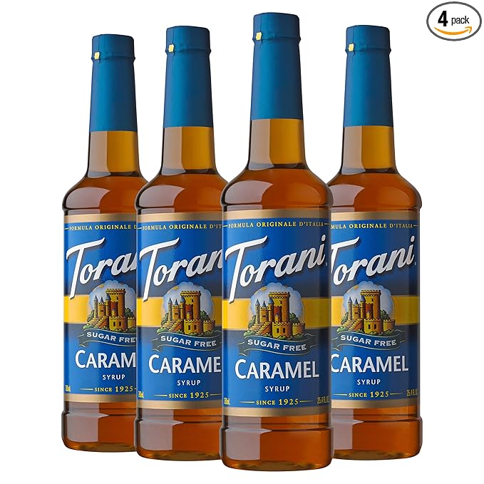 Torani Sugar Free Syrup, Caramel, 25.4 Fl Oz, (Pack of 4)