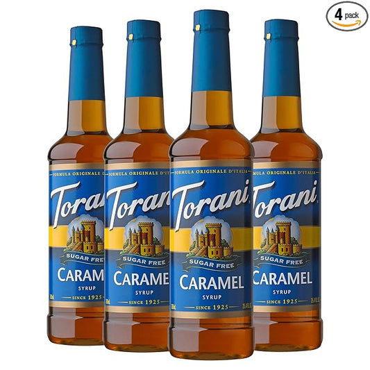 Torani Sugar Free Syrup, Caramel, 25.4 Fl Oz, (Pack of 4)