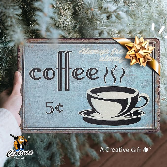 Kitchen Decor | Coffee Metal Vintage Tin Signs | Retro Wall Art Poster | Funny Decorations for Cafe Home House Bar Pubs Restaurants Farm Room 8x12 Inch - Image 2