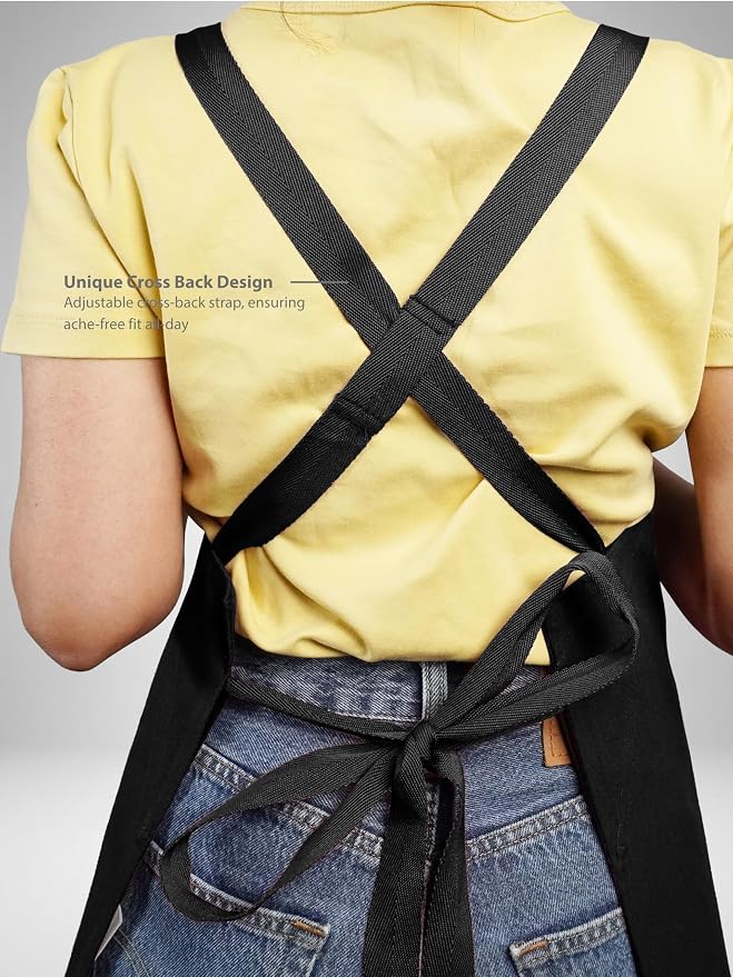 Cotton Crossback Apron with Waterproof Lining, 2 Pockets, Adjustable Water-Resistant Chef Apron - Image 9