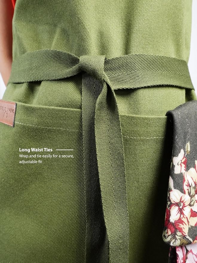 Cotton Crossback Apron with Waterproof Lining, 2 Pockets, Adjustable Water-Resistant Chef Apron - Image 7