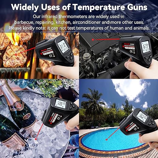 Infrared Thermometer Temperature Gun (NOT for Humans) -58℉~1022℉ (-50℃～550℃) Non-Contact Laser Instant-Read Digital Laser Infrared Ir Thermometer with Backlight(Black)