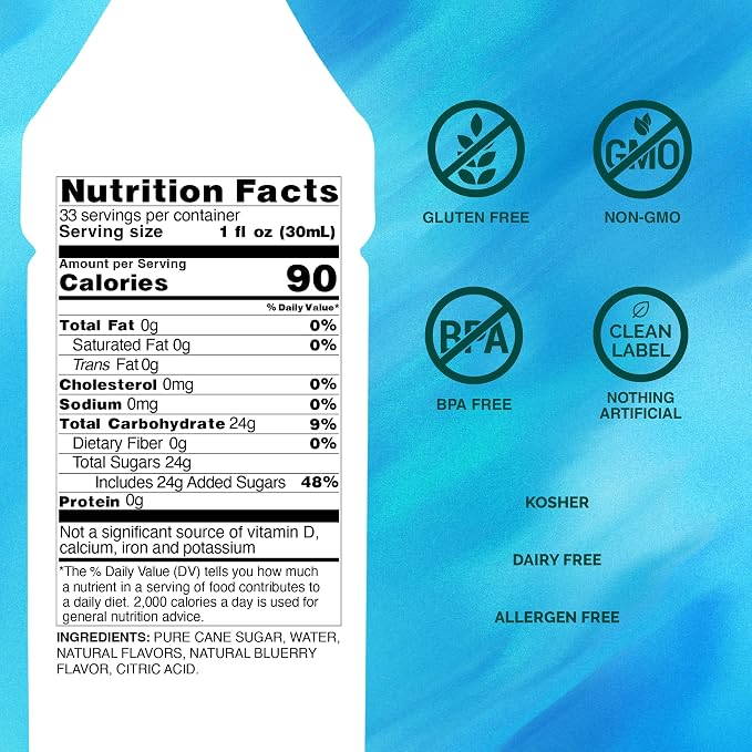 Monin - Blueberry Syrup, Mildly Sweet & Tart Blueberry Flavor, Great for Teas, Lemonades, Smoothies, & Cocktails, Gluten-Free, Non-GMO (1 Liter) - Image 2