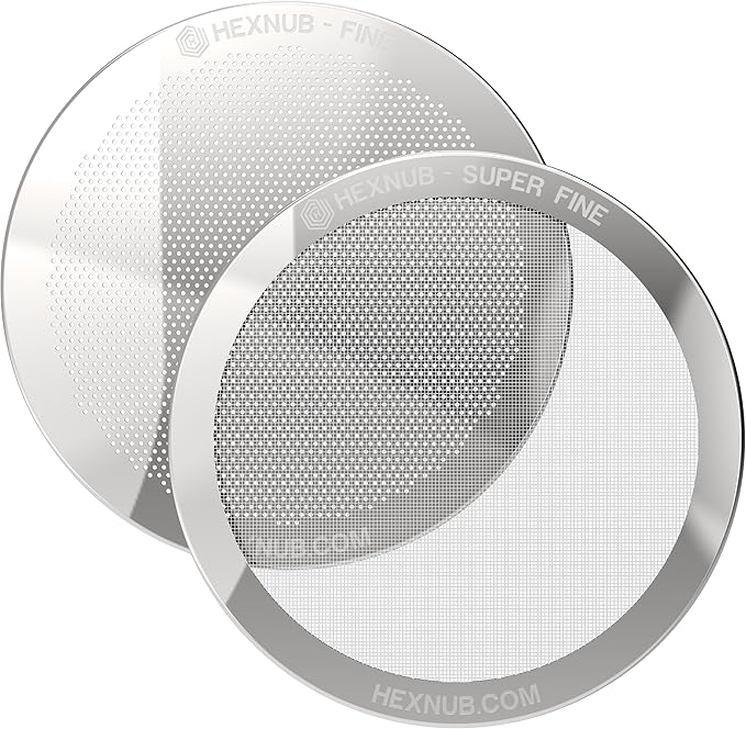 HEXNUB - Reusable Metal Filters for AeroPress XL Coffee Maker, Stainless Steel Filter Fits AeroPress XL Cafe Press, Fuller Bodied Coffee Than Paper Filters - SILVER 2 PACK
