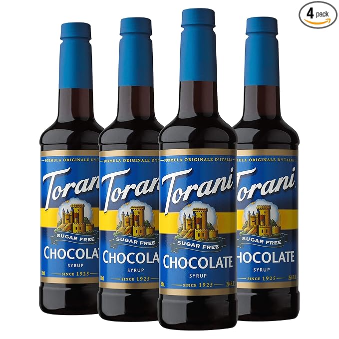 Torani Sugar Free Chocolate Flavored Drink Syrup, 25.4 fl oz (Pack of 4)