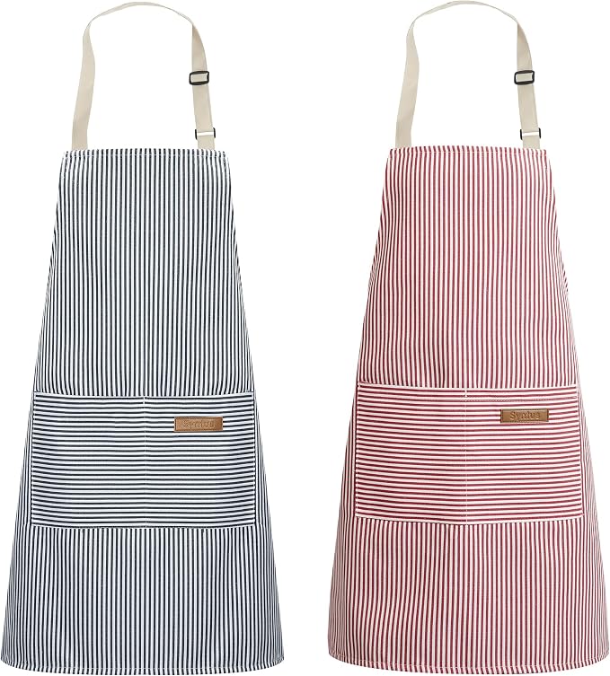 Syntus Apron for Men Women, Adjustable Cooking Kitchen Apron with 2 Pockets | Machine Washable, Firm Stitching, Stain Resistance, Long Tie Straps, 2 Pockets, Versatility, Unisex Use, Gift, BBQ by Syntus