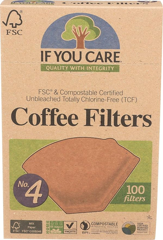 If You Care # 4 Cone Shaped Unbleached All Natural Compostable Coffee Filters, 100 Count (Pack of 1), Chlorine Free