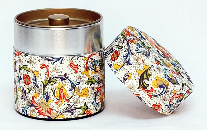 Tea Tin Canister: Florence Collection Wide 3.5oz (100g) CRT-001, Japan