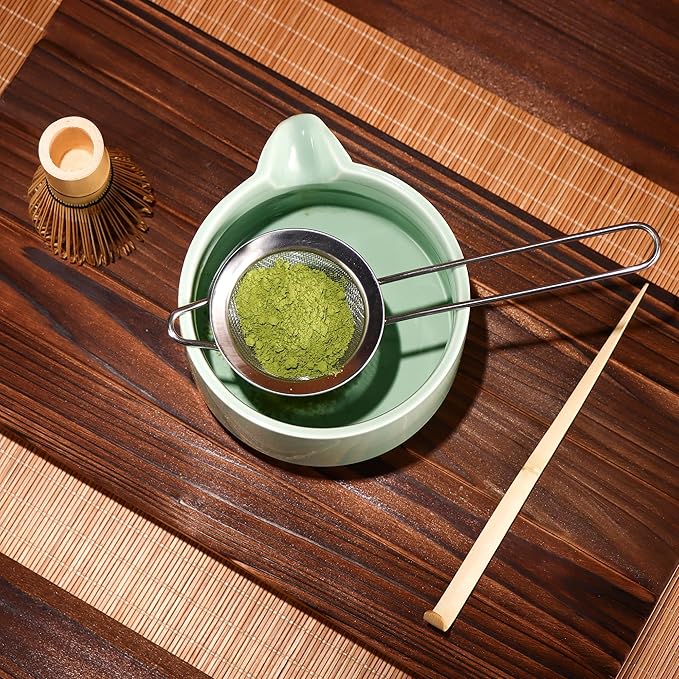 Matcha Whisk Set,Bamboo Matcha Whisk (Chasen),Traditional Scoop (Chashaku),Stainless Steel Sifter,Japanese Tea Tools For Ceremony