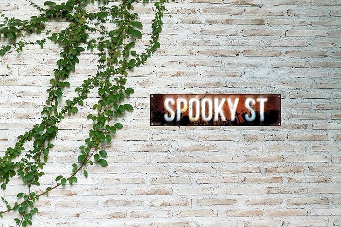 Vintage Tin Halloween Sign Retro Metal Spooky St Signs For Home Decor Stylish Wall Art Plaques Gift For Home Bathroom Kitchen And Gothic Wall Decor In Every Room 4x16 In