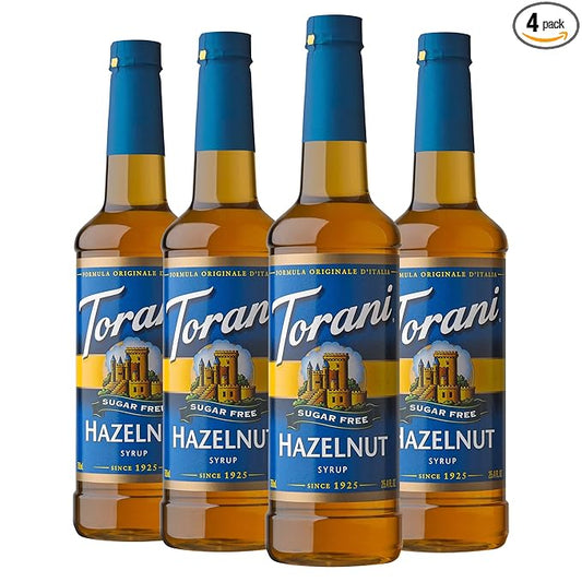 Torani Sugar Free Hazelnut Flavored Drink Syrup, 25.4 fl oz (Pack of 4)
