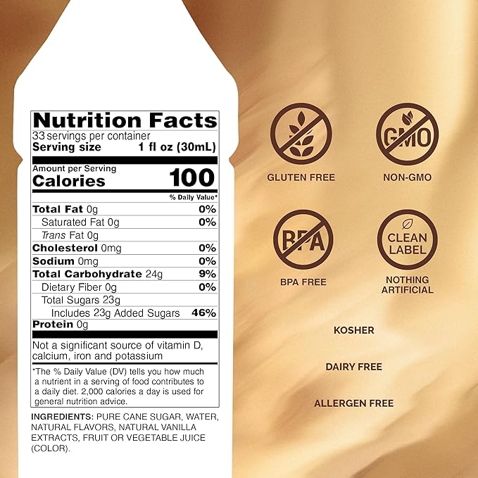 Monin - Vanilla Syrup | Pure & Rare Madagascar Vanilla, Premium Syrup for Coffee, Lattes & More | Clean Label, No Artificial Flavors, No Artificial Preservatives (BPA Free Bottle, 33.8 fl oz, 4-pack)