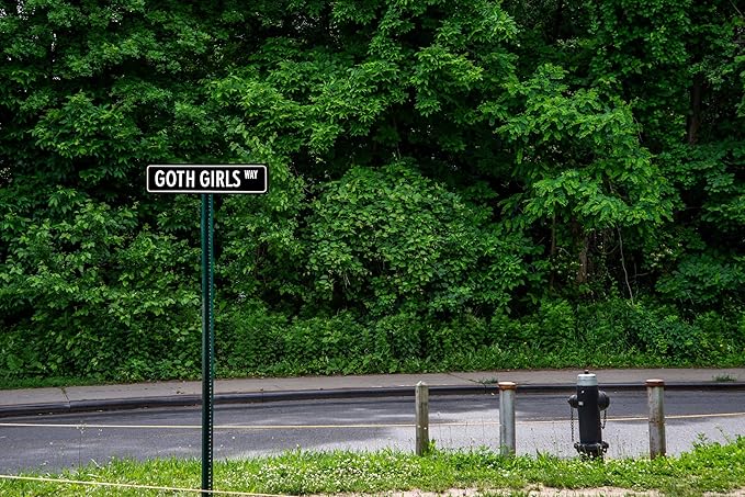 Goth Girls Way Metal Sign 4x16in Aesthetic Street Plaque for Room Door Bar Hallway Home Retro Decor Gift