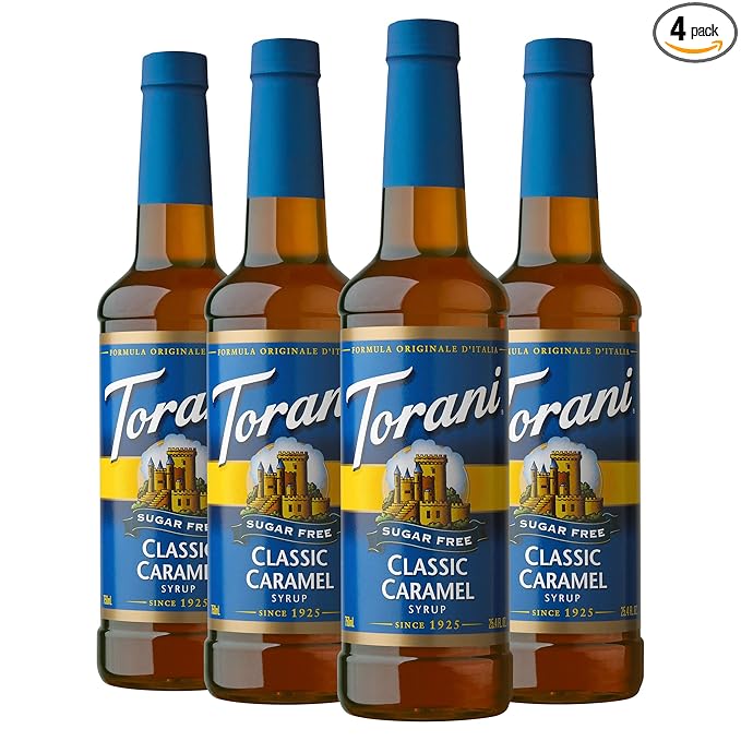 Torani Sugar Free Syrup, Classic Caramel, 25.4 Oz, Pack of 4