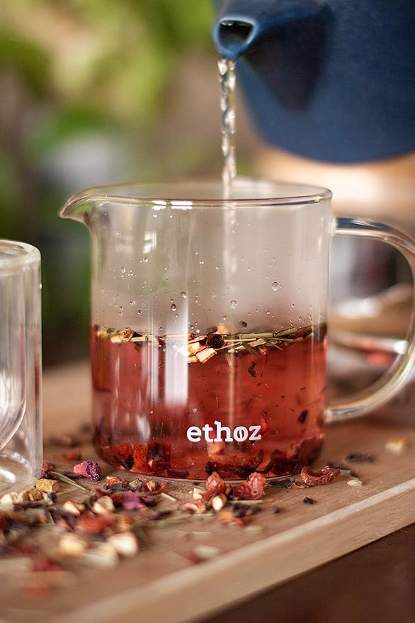 Ethoz® by Planetary Design Glass Tea Brewer – Premium Loose-Leaf Infuser, Borosilicate Chamber, Stainless Steel Strainer, 14 fl.oz. / 400 mL, Minimalist Design, Sustainable & Easy to Clean