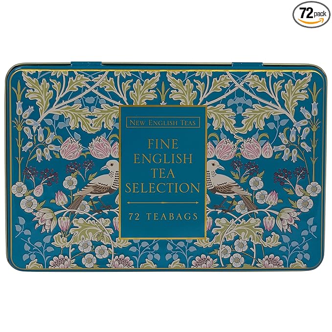 New English Teas Song Thrush & Berries Tea Tin with 72 Assorted English Teabags