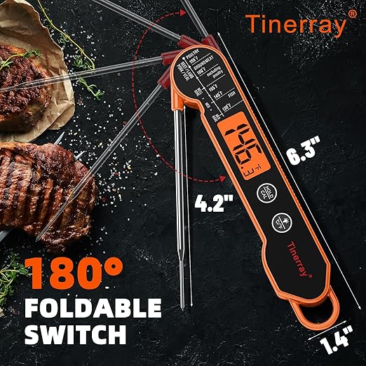 Digital Meat Thermometer Gifts for Chefs Instant Read - Ultra Fast 1s Reading, Waterproof with Backlight & Motion Sensor for BBQ, Grilling, Smoker, Candy, Oil, Chef Gifts (Orange)