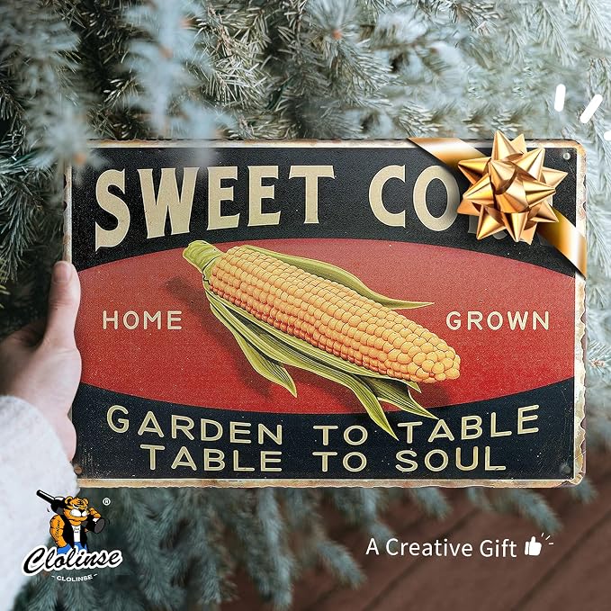 Kitchen Decor | Farm Sweet Corn Metal Vintage Tin Signs | Farmhouse Funny Retro Wall Decor | Cool Things For Man Cave Stuff Poster For Home House Shop Room 8x12 Inch - Image 2