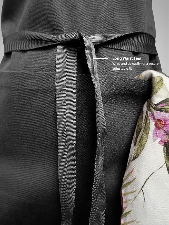 Cotton Crossback Apron with Waterproof Lining, 2 Pockets, Adjustable Water-Resistant Chef Apron - Image 8