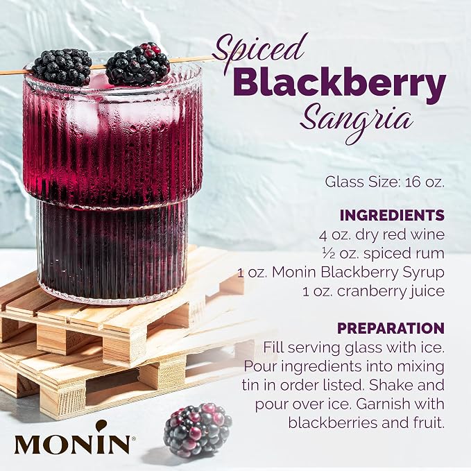 Monin - Blackberry Syrup, Delicious Berry Flavored Syrup, Cocktail Syrup, Authentic Flavor Drink Mix, Simple Syrup for Iced Tea, Lemonade, Cocktails, & More, Clean Label, Gluten-Free (1 Liter) - Image 5