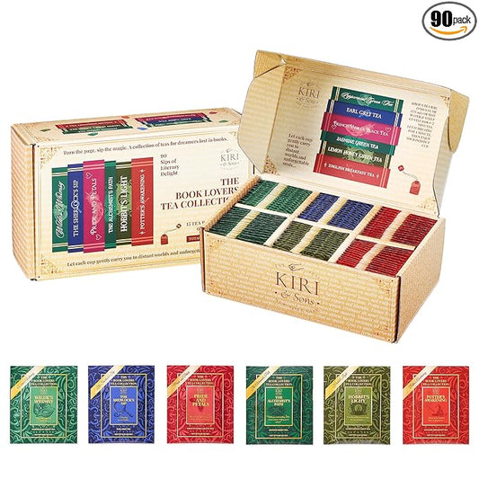 Book Lovers Tea Collection by Kiri & Sons, 90 Count Literary Tea Bags Gift Box | Book Club Library Gifts for Women Readers Writers Librarians | Bookish Tea Set, Bookworm Lovers & Reading Enthusiasts