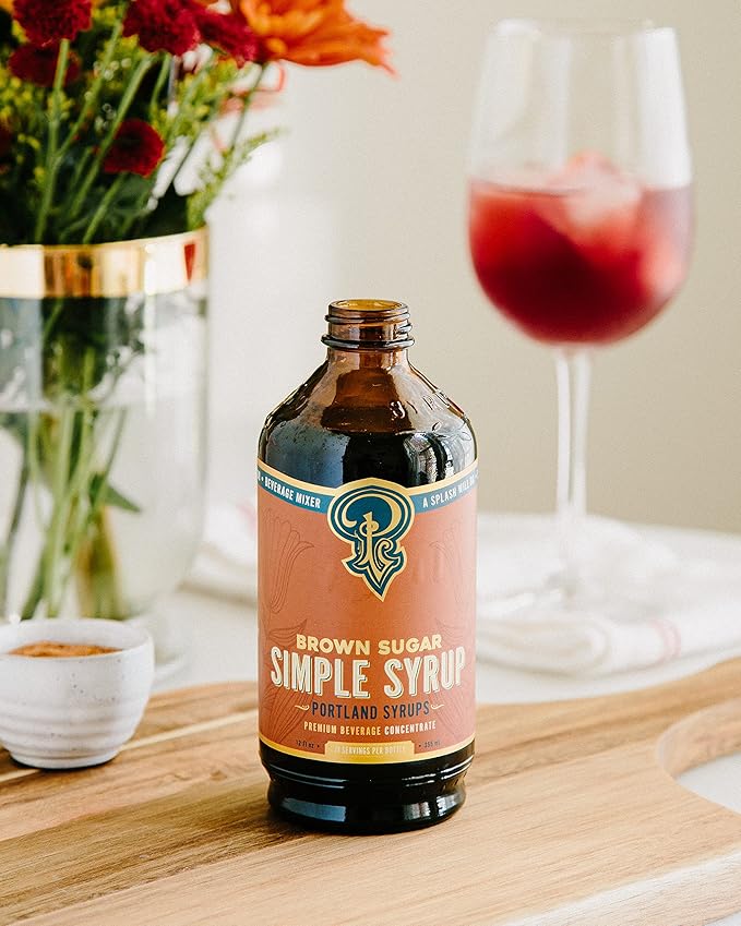 Portland Syrups Brown Sugar Simple Syrup - Drink Mix for Crafting Cocktails, Sugar Syrup for Drinks, Simple Syrup for Coffee, Mocktails, Baking, 12 oz, 24 Servings (Pack of 2)